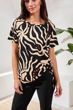 Load image into Gallery viewer, Printed Crew Neck Top with Ruching