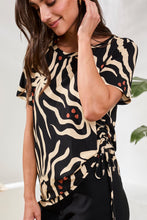Load image into Gallery viewer, Printed Crew Neck Top with Ruching