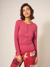 Load image into Gallery viewer, Hailey Henley PJ Top - Deep Pink
