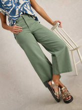 Load image into Gallery viewer, Tia Wide Leg Crop Jean - Mid Green