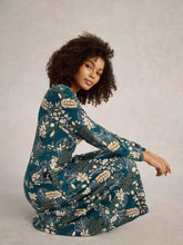 Load image into Gallery viewer, Megan Jersey Midi Dress - Teal Print