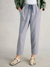Load image into Gallery viewer, Elle Linen Blend Trouser - Blue Stripe