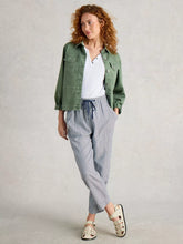 Load image into Gallery viewer, Elle Linen Blend Trouser - Blue Stripe