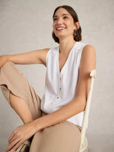 Load image into Gallery viewer, Delilah Linen Blend Button Top - White