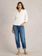 Load image into Gallery viewer, Annie Embroidered Jersey Shirt - Ivory Multi
