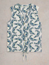 Load image into Gallery viewer, Tulip Sleeveless Shirt - Ivory Print