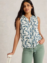 Load image into Gallery viewer, Tulip Sleeveless Shirt - Ivory Print