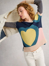 Load image into Gallery viewer, Olive Cotton Blend Jumper - Heart Print