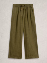 Load image into Gallery viewer, Ally Linen Wide Leg Trouser - Khaki Green