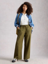 Load image into Gallery viewer, Ally Linen Wide Leg Trouser - Khaki Green