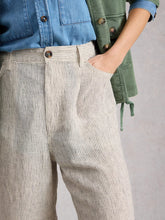 Load image into Gallery viewer, Tia Linen Wide Leg Crop - Ivory Multi