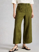 Load image into Gallery viewer, Tia Linen Wide Leg Crop - Mid Green