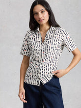 Load image into Gallery viewer, Annie Short Sleeve Cotton Shirt - Ivory Print