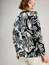 Load image into Gallery viewer, Olive Cotton Blend Crew Neck Sweater - Black Print