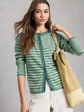 Load image into Gallery viewer, Lulu Striped Organic Cotton Cardigan - Green