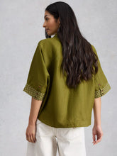 Load image into Gallery viewer, Cassie Linen Shirt - Green Print