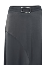 Load image into Gallery viewer, Satin Midi Skirt With Belt Detail - Dark Metal Grey