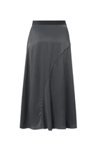Load image into Gallery viewer, Satin Midi Skirt With Belt Detail - Dark Metal Grey