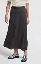 Load image into Gallery viewer, Satin Midi Skirt With Belt Detail - Dark Metal Grey