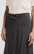 Load image into Gallery viewer, Satin Midi Skirt With Belt Detail - Dark Metal Grey