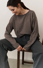 Load image into Gallery viewer, Wool Blend Boatneck Sweater - Brown Melange