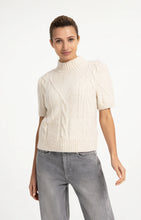 Load image into Gallery viewer, Cable Knit Short Sleeve Sweater - Off White Melange