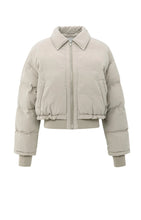 Load image into Gallery viewer, Cropped Puffer Jacket With Collar - Beige