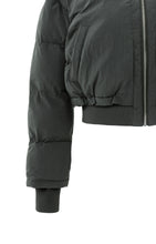 Load image into Gallery viewer, Cropped Puffer Jacket With Collar - Black