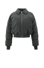 Load image into Gallery viewer, Cropped Puffer Jacket With Collar - Black