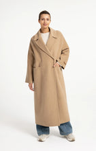 Load image into Gallery viewer, Extra Long Oversized Wool Blend Coat - Cornstalk Brown Melange