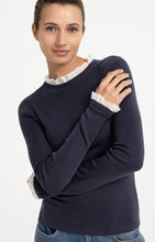 Load image into Gallery viewer, Fine Rib Knit Top with Ruffle Detail - Odyssey Grey