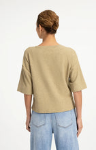 Load image into Gallery viewer, Fine knit oversize shirt with half sleeve - Olive Melange