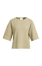Load image into Gallery viewer, Fine knit oversize shirt with half sleeve - Olive Melange