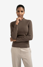 Load image into Gallery viewer, Fitted Mock Neck Long Sleeve Top - Brown