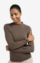Load image into Gallery viewer, Fitted Mock Neck Long Sleeve Top - Brown