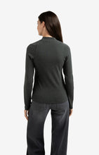 Load image into Gallery viewer, Fitted Mock Neck Long Sleeve Top - Anthracite