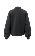 Load image into Gallery viewer, Fleece Bomber Jacket With Nylon Sleeve - Oyster Black