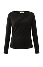 Load image into Gallery viewer, Jersey long sleeve top with gathered detail - Black