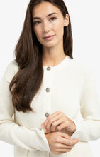 Load image into Gallery viewer, Knit Cotton Blend Cardigan with Decorative Button - Ecru