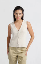 Load image into Gallery viewer, Knitted Gilet with Rib & Button Closure - Natural Melange
