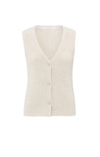 Load image into Gallery viewer, Knitted Gilet with Rib & Button Closure - Natural Melange