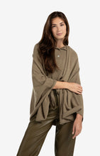 Load image into Gallery viewer, Wool & Cashmere Blend Poncho with Tie Belt - Caper Melange