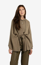 Load image into Gallery viewer, Wool & Cashmere Blend Poncho with Tie Belt - Caper Melange
