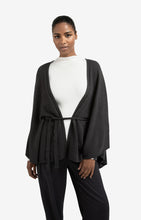 Load image into Gallery viewer, Wool & Cashmere Blend Poncho with Tie Belt - Oyster Black