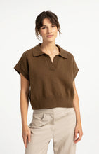 Load image into Gallery viewer, Knitted spencer with collar - Teak brown