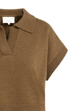 Load image into Gallery viewer, Knitted spencer with collar - Teak brown