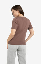 Load image into Gallery viewer, Cotton Blend Short Sleeve Sweater - Deep Taupe Brown