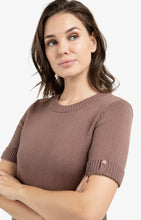Load image into Gallery viewer, Cotton Blend Short Sleeve Sweater - Deep Taupe Brown