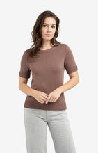 Load image into Gallery viewer, Cotton Blend Short Sleeve Sweater - Deep Taupe Brown