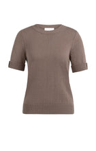 Load image into Gallery viewer, Cotton Blend Short Sleeve Sweater - Deep Taupe Brown